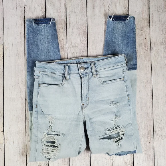 American Eagle patchwork skinny jeans size 6 reg - Picture 3 of 10
